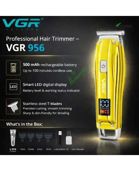 VGR V-956 Professional Rechargeable Cordless Hair & Beard Trimmer