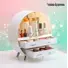 3 Drawer Round Dustproof Vanity Box - Premium Makeup & Cosmetic Organizer with Mirror