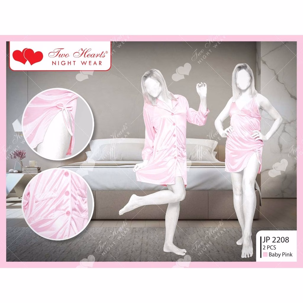 Two Hearts 2 Piece Silk Nightwear & Lingerie For Girls & Women JP2208 5 Two Hearts 2 Piece Silk Nightwear & Lingerie For Girls & Women JP2208