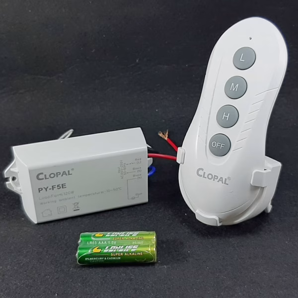 Clopal Ceiling fan remote controlled low high medium on off